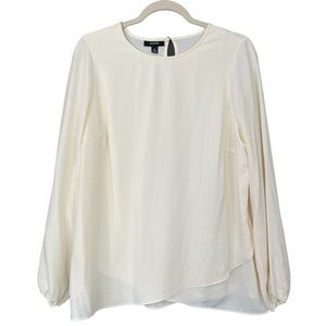 Alfani Women's Crew-Neck Crossover-Hem Top • Size OX • White/Ivory